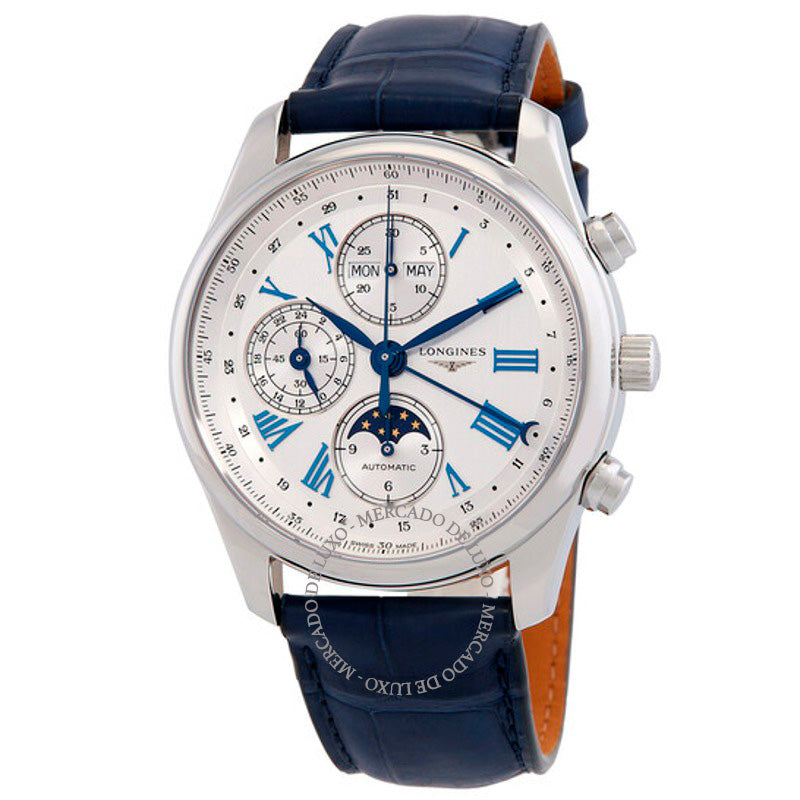 Relógio Longines Master Collection Cronógrafo GMT Automático Fase da Lua Mostrador Prateado  - Mercado de Luxo - O Maior E-Commerce de Bens, Produtos e Serviços de Luxo do Brasil.