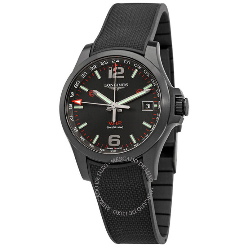 Relógio Conquest VHP GMT Quartzo Mostrador Preto 41 mm - Mercado de Luxo - O Maior E-Commerce de Bens, Produtos e Serviços de Luxo do Brasil.