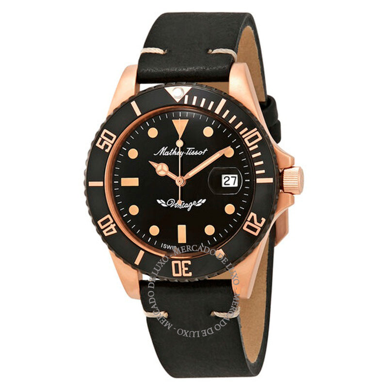 Relógio Mathey Vintage Bronze Automático Mostrador Preto 40 mm - Mercado de Luxo - O Maior E-Commerce de Bens, Produtos e Serviços de Luxo do Brasil.