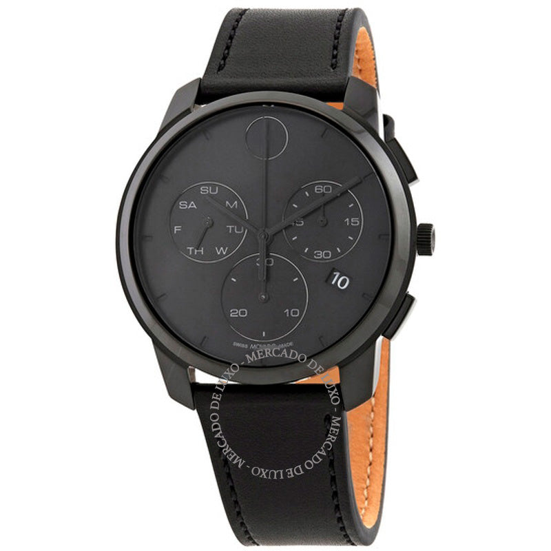 Relógio Cronógrafo fino e ousado mostrador preto de quartzo 42 mm - Mercado de Luxo - O Maior E-Commerce de Bens, Produtos e Serviços de Luxo do Brasil.