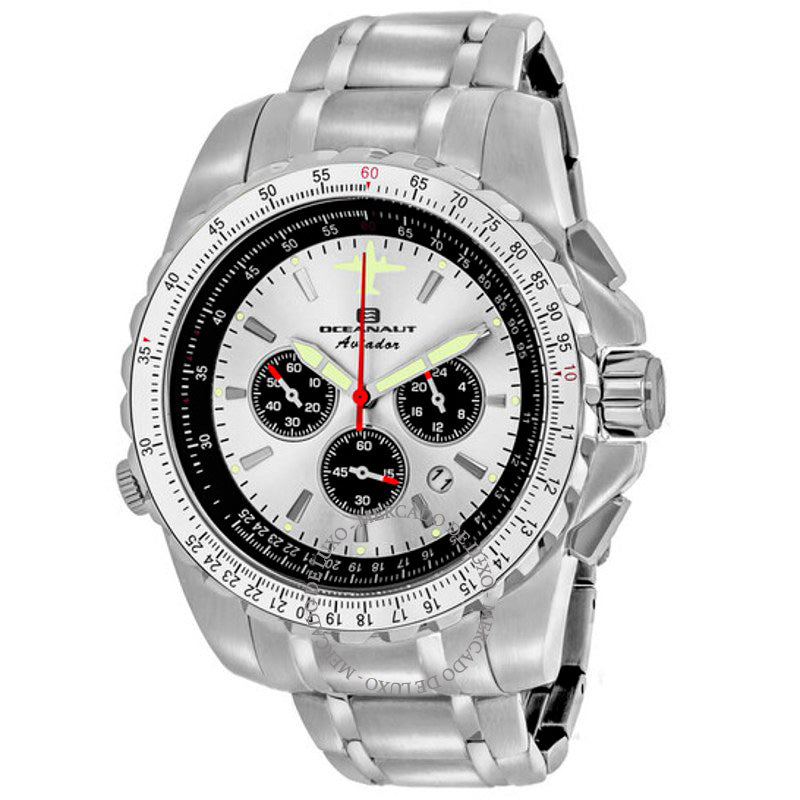 Relógio Aviador Pilot Chronograph Quartz Silver Dial 45 mm - Mercado de Luxo - O Maior E-Commerce de Bens, Produtos e Serviços de Luxo do Brasil.