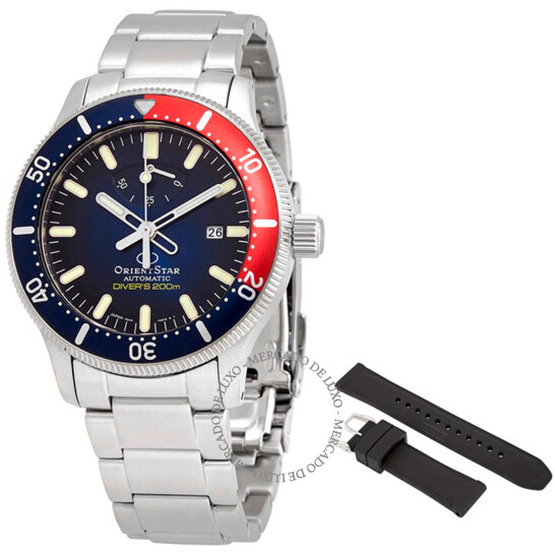 Relógio Orient Star Automatic Divers 200 Metros Mostrador Azul 43 mm - Mercado de Luxo - O Maior E-Commerce de Bens, Produtos e Serviços de Luxo do Brasil.