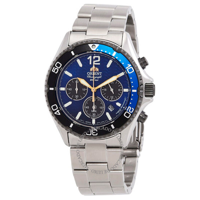 Relógio Cronógrafo esportivo movido a energia solar com mostrador azul 42 mm - Mercado de Luxo - O Maior E-Commerce de Bens, Produtos e Serviços de Luxo do Brasil.