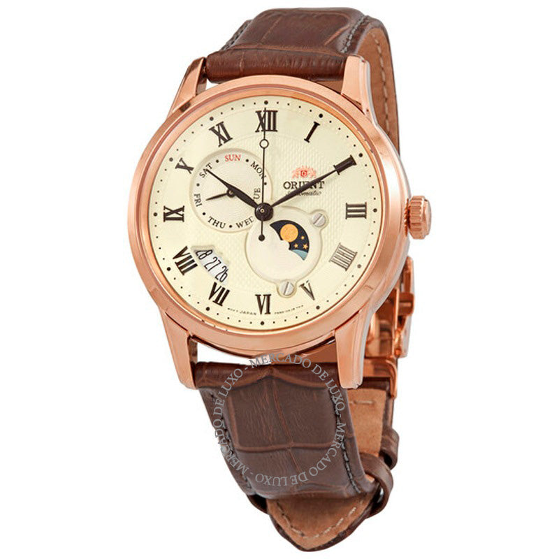 Relógio Sol e Lua Mostrador Automático Champanhe 42 mm - Mercado de Luxo - O Maior E-Commerce de Bens, Produtos e Serviços de Luxo do Brasil.