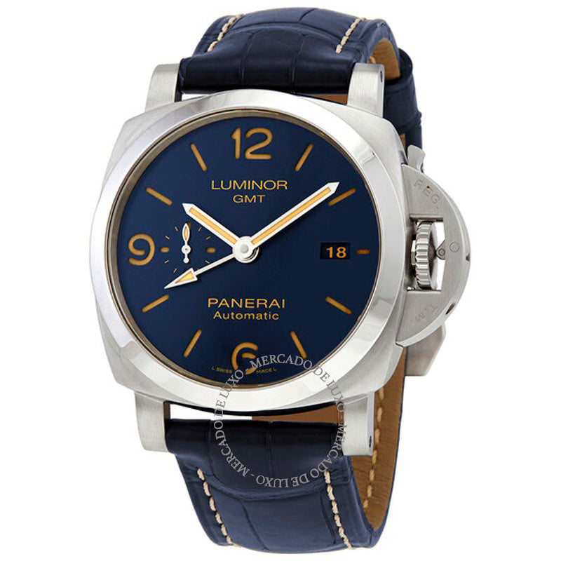 Relógio Luminor 1950 GMT Automático Mostrador Azul 44 mm - Mercado de Luxo - O Maior E-Commerce de Bens, Produtos e Serviços de Luxo do Brasil.