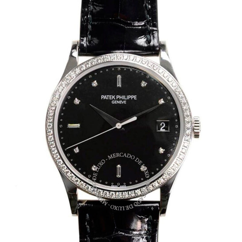 Relógio Calatrava Automático Diamante Mostrador Preto 38 mm - Mercado de Luxo - O Maior E-Commerce de Bens, Produtos e Serviços de Luxo do Brasil.