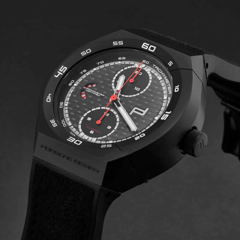 Relógio Cronógrafo Flyback com atuador monobloco e mostrador preto automático 45 mm - Mercado de Luxo - O Maior E-Commerce de Bens, Produtos e Serviços de Luxo do Brasil.