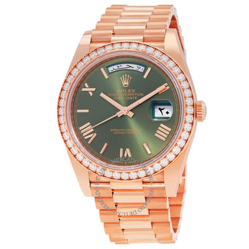 Relógio Day-Date 40 "Roda de Data Árabe Especial" Automático Mostrador Verde Diamante 40 mm - Mercado de Luxo - O Maior E-Commerce de Bens, Produtos e Serviços de Luxo do Brasil.