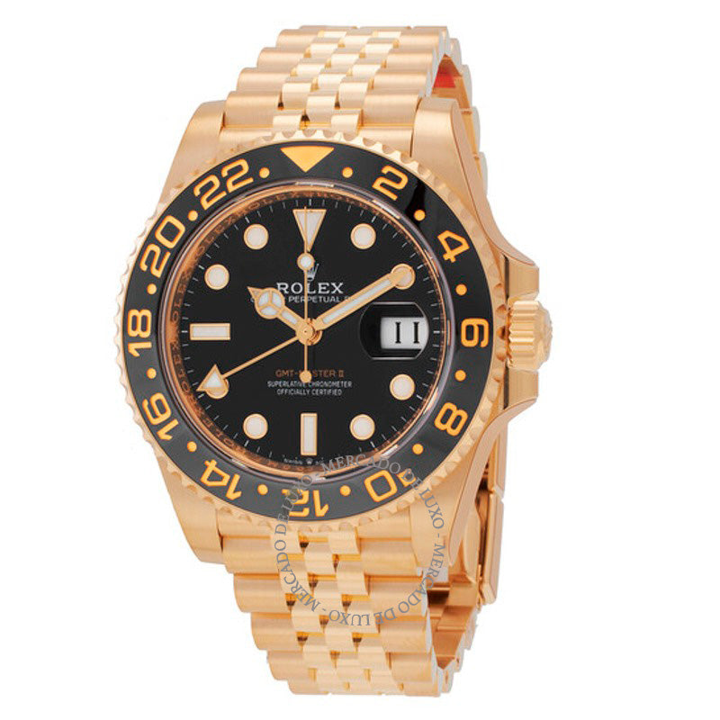 Relógio GMT-Master II Ouro Amarelo 18k Cronômetro Automático Mostrador Preto 40 mm - Mercado de Luxo - O Maior E-Commerce de Bens, Produtos e Serviços de Luxo do Brasil.