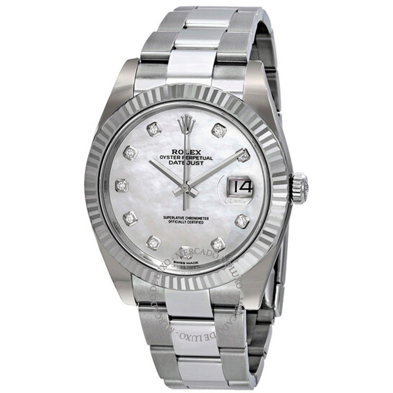 Relógio Datejust 41 Automático Mostrador de Diamante em Madrepérola Branca 41 mm - Mercado de Luxo - O Maior E-Commerce de Bens, Produtos e Serviços de Luxo do Brasil.