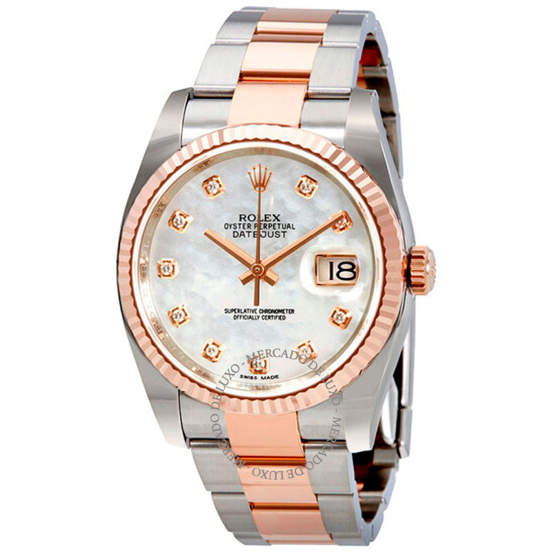 Relógio Oyster Perpetual Datejust Madrepérola Diamante 36 mm - Mercado de Luxo - O Maior E-Commerce de Bens, Produtos e Serviços de Luxo do Brasil.