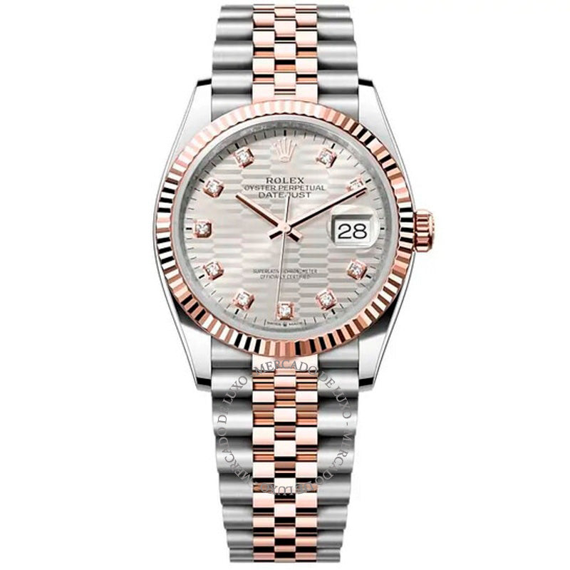 Relógio Datejust 36 Prata Canelado com Diamante Automático 36 mm - Mercado de Luxo - O Maior E-Commerce de Bens, Produtos e Serviços de Luxo do Brasil.