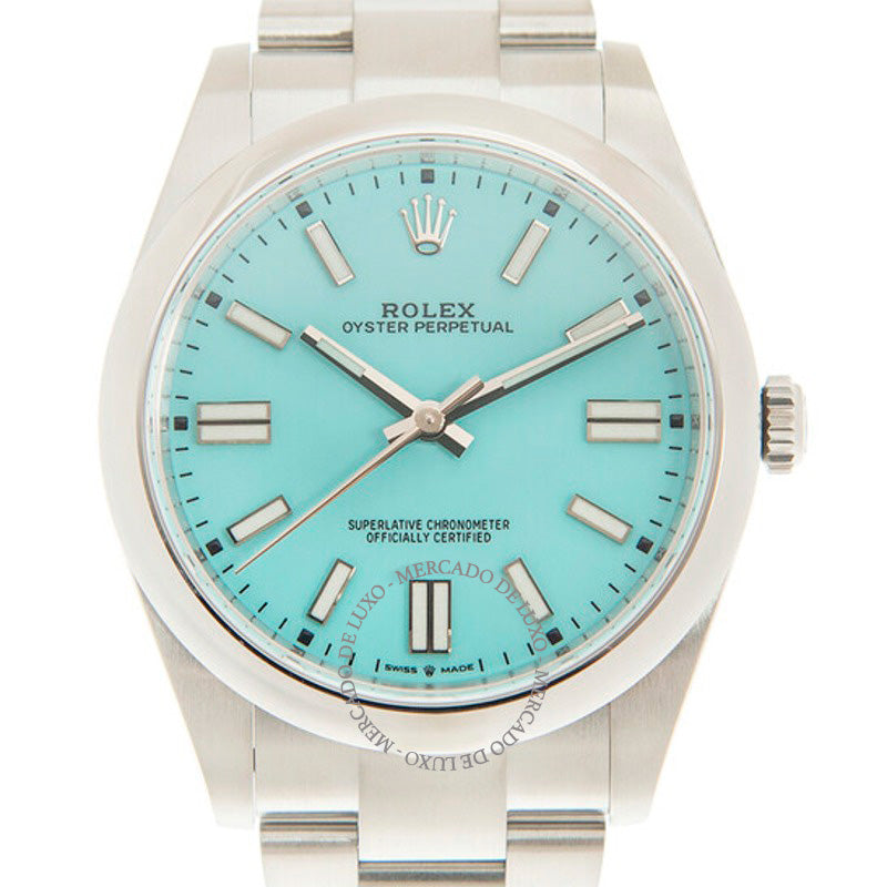 Relógio Oyster Perpetual 41 Automático Mostrador Azul Turquesa 41 mm - Mercado de Luxo - O Maior E-Commerce de Bens, Produtos e Serviços de Luxo do Brasil.