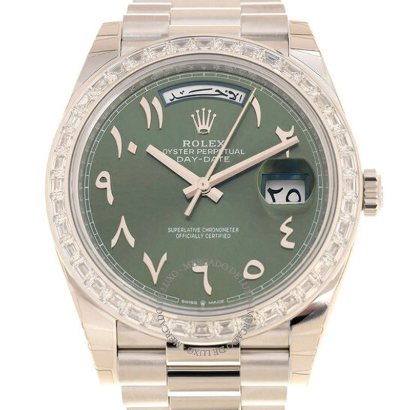 Relógio Day-Date Cronômetro Automático Mostrador Verde Diamante 40 mm - Mercado de Luxo - O Maior E-Commerce de Bens, Produtos e Serviços de Luxo do Brasil.