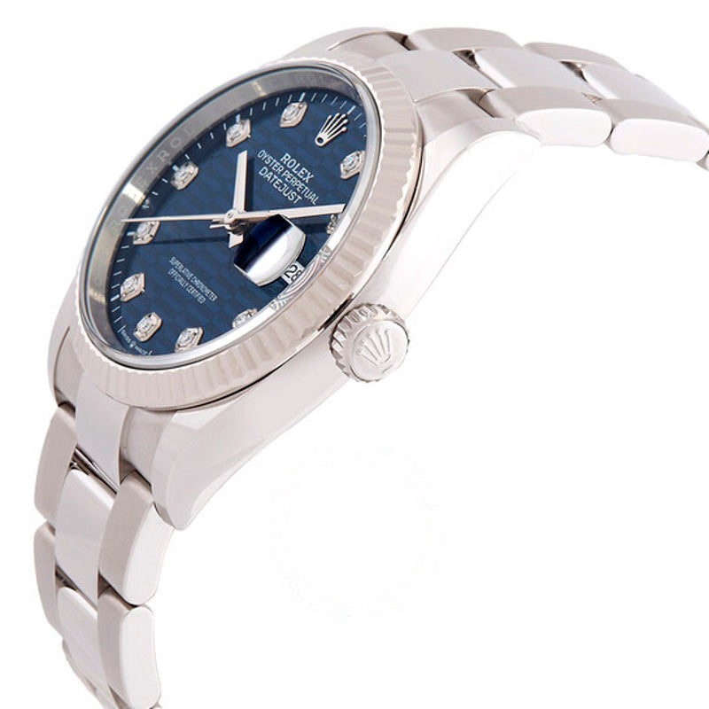 Relógio Datejust 36 Mostrador de diamante com motivo canelado azul brilhante 36 mm - Mercado de Luxo - O Maior E-Commerce de Bens, Produtos e Serviços de Luxo do Brasil.