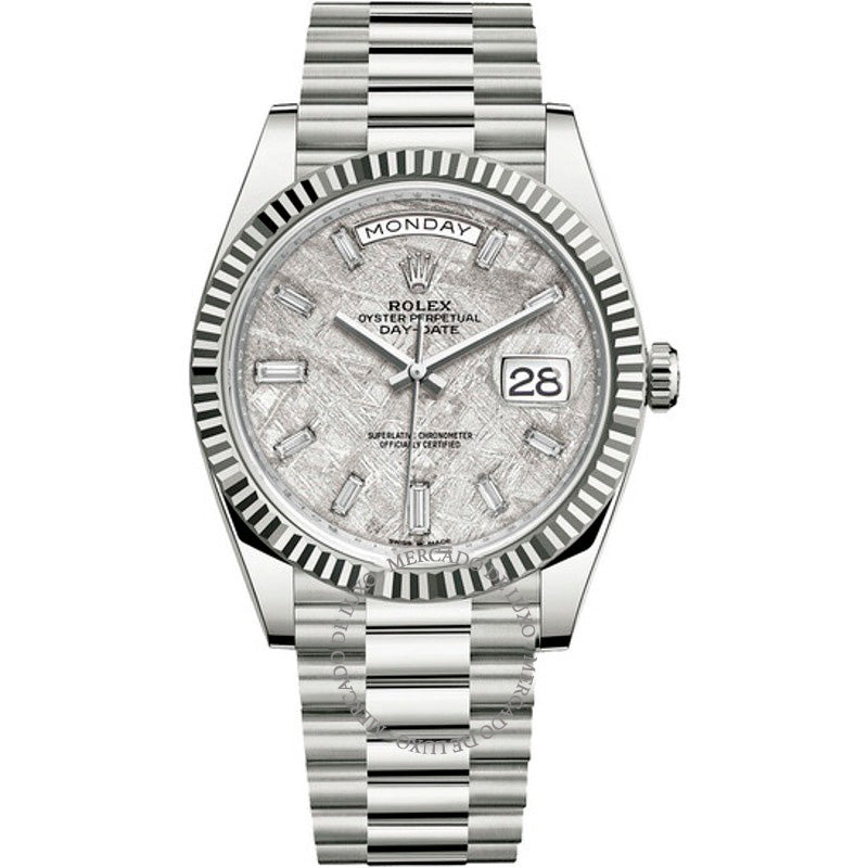 Relógio Day-Date 40 Meteorite Baguette Automático Diamante 40 mm - Mercado de Luxo - O Maior E-Commerce de Bens, Produtos e Serviços de Luxo do Brasil.