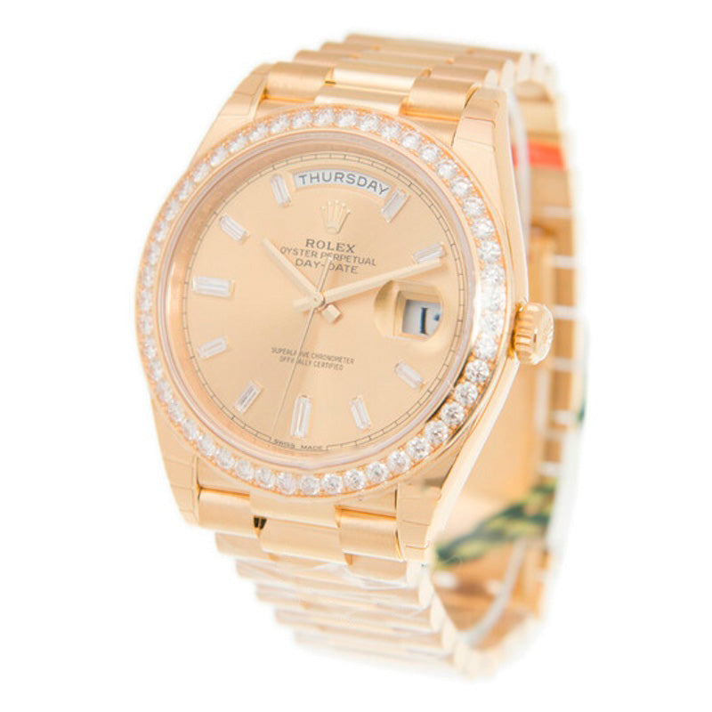 Relógio Oyster Perpetual Day-Date Champagne Mostrador de Diamante 40 mm - Mercado de Luxo - O Maior E-Commerce de Bens, Produtos e Serviços de Luxo do Brasil.