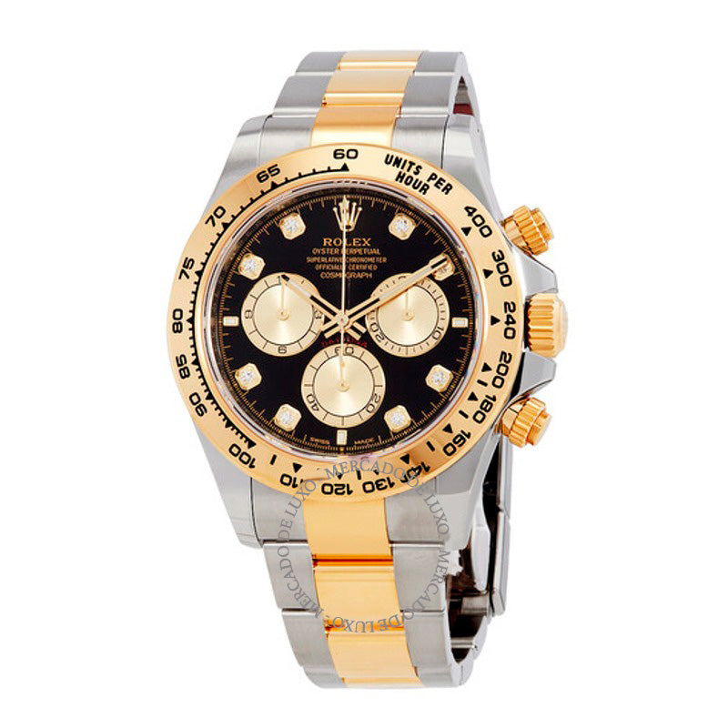 Relógio Daytona Cronógrafo Automático Diamante Mostrador Preto 40 mm - Mercado de Luxo - O Maior E-Commerce de Bens, Produtos e Serviços de Luxo do Brasil.