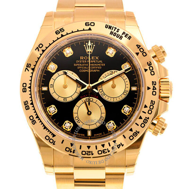 Relógio Daytona Cronógrafo Automático Diamante Mostrador Preto 40 mm - Mercado de Luxo - O Maior E-Commerce de Bens, Produtos e Serviços de Luxo do Brasil.