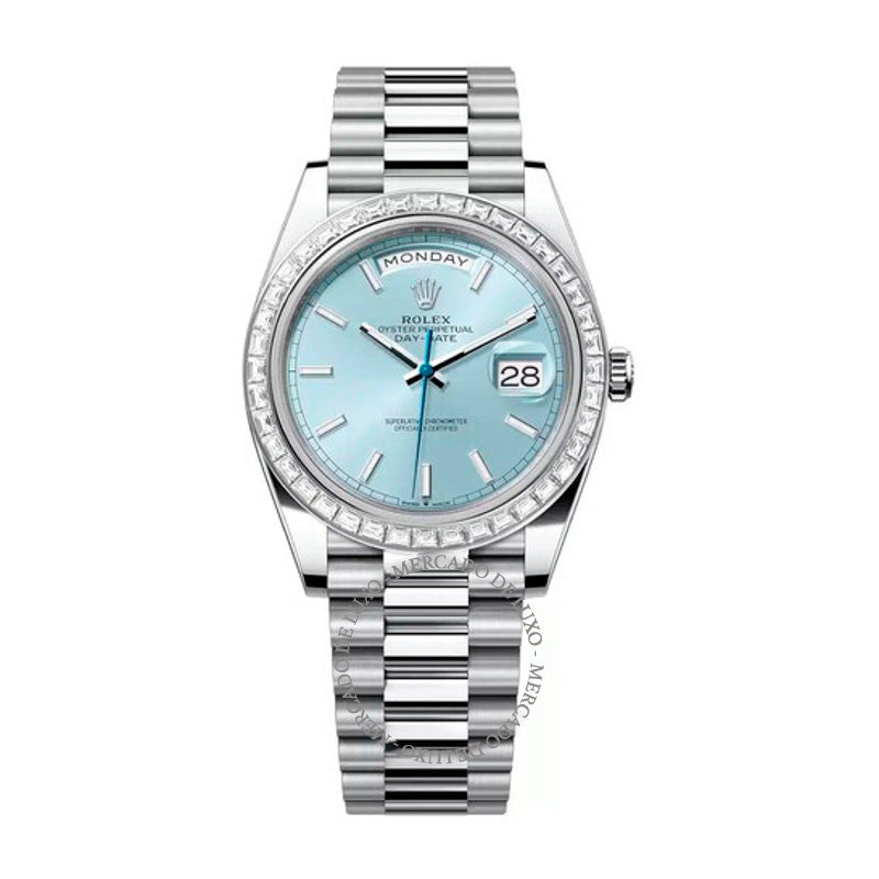 Relógio Dia Data Cronômetro Automático Mostrador Azul Diamante 40 mm - Mercado de Luxo - O Maior E-Commerce de Bens, Produtos e Serviços de Luxo do Brasil.