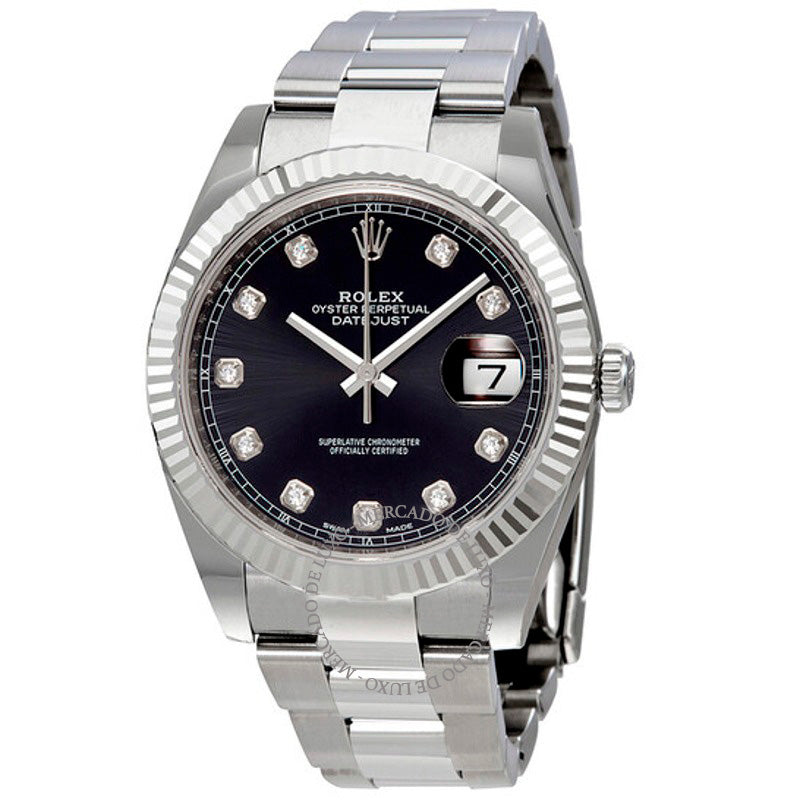 Relógio Oyster Perpetual Datejust Mostrador Diamante Preto 41 mm - Mercado de Luxo - O Maior E-Commerce de Bens, Produtos e Serviços de Luxo do Brasil.