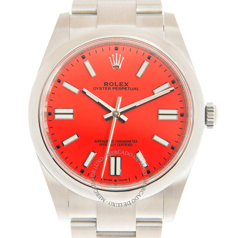 Relógio Oyster Perpetual 41 Automático Coral Vermelho Mostrador 41 mm - Mercado de Luxo - O Maior E-Commerce de Bens, Produtos e Serviços de Luxo do Brasil.