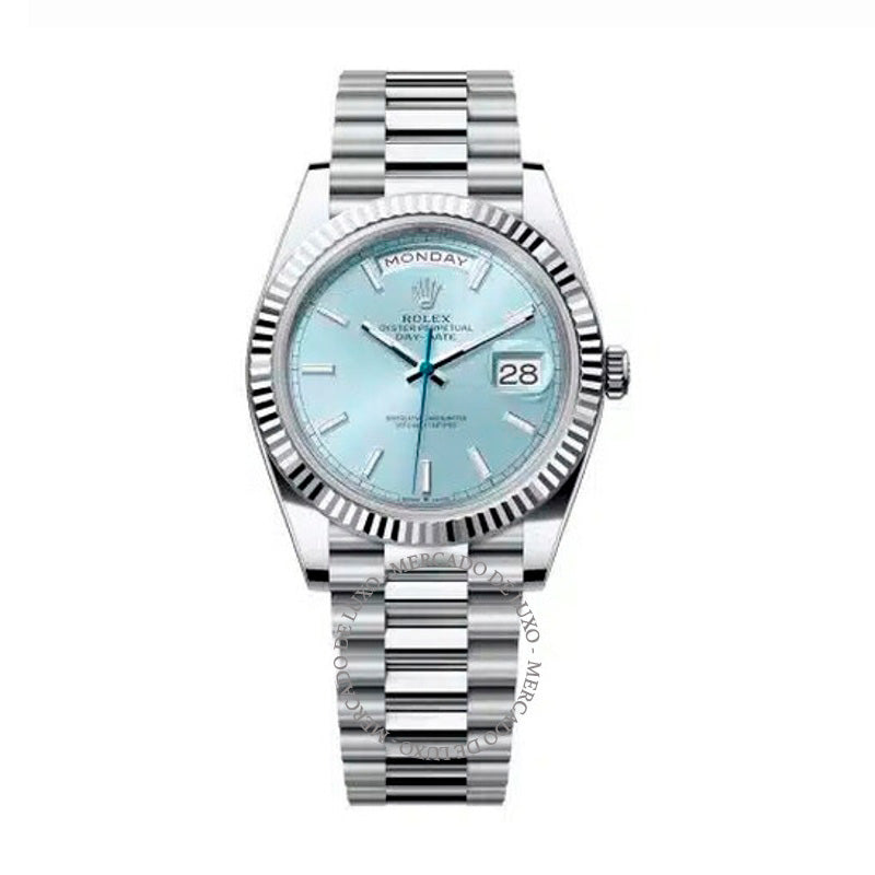 Relógio Day-Date Cronômetro Automático Mostrador Azul Gelo 40 mm - Mercado de Luxo - O Maior E-Commerce de Bens, Produtos e Serviços de Luxo do Brasil.