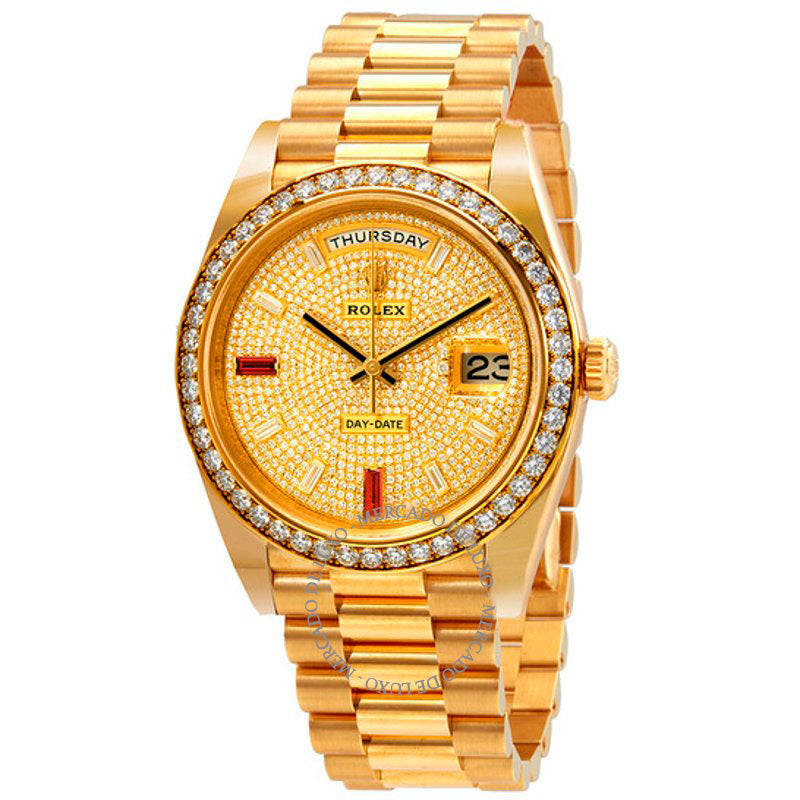 Relógio Day-Date 40 Automático Ouro Diamante Pave Dial 40 mm - Mercado de Luxo - O Maior E-Commerce de Bens, Produtos e Serviços de Luxo do Brasil.