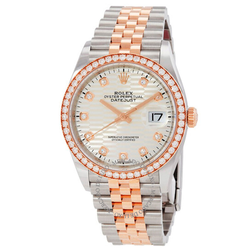 Relógio Datejust 36 Mostrador de Diamante com Motivo de Palma em Prata 36 mm - Mercado de Luxo - O Maior E-Commerce de Bens, Produtos e Serviços de Luxo do Brasil.