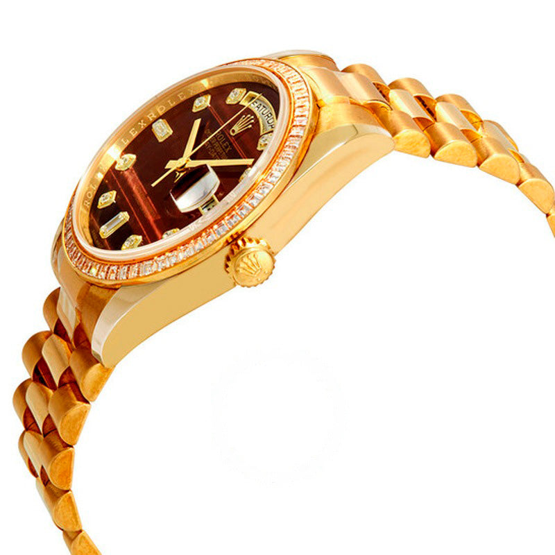 Relógio Day-Date Chocolate Bulls Eye Mostrador de Diamante 36 mm - Mercado de Luxo - O Maior E-Commerce de Bens, Produtos e Serviços de Luxo do Brasil.
