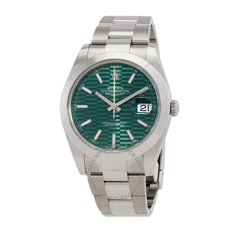 Relógio Datejust 41 Mostrador com motivo canelado verde menta 41 mm - Mercado de Luxo - O Maior E-Commerce de Bens, Produtos e Serviços de Luxo do Brasil.