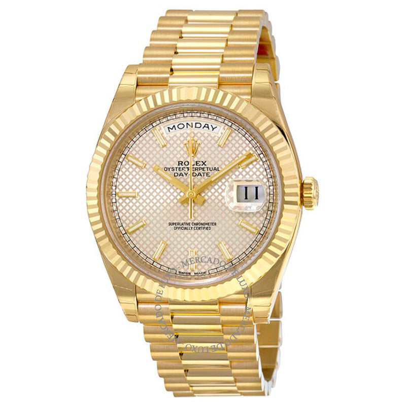 Relógio Mostrador com motivo diagonal prateado Day-Date 40 40 mm - Mercado de Luxo - O Maior E-Commerce de Bens, Produtos e Serviços de Luxo do Brasil.