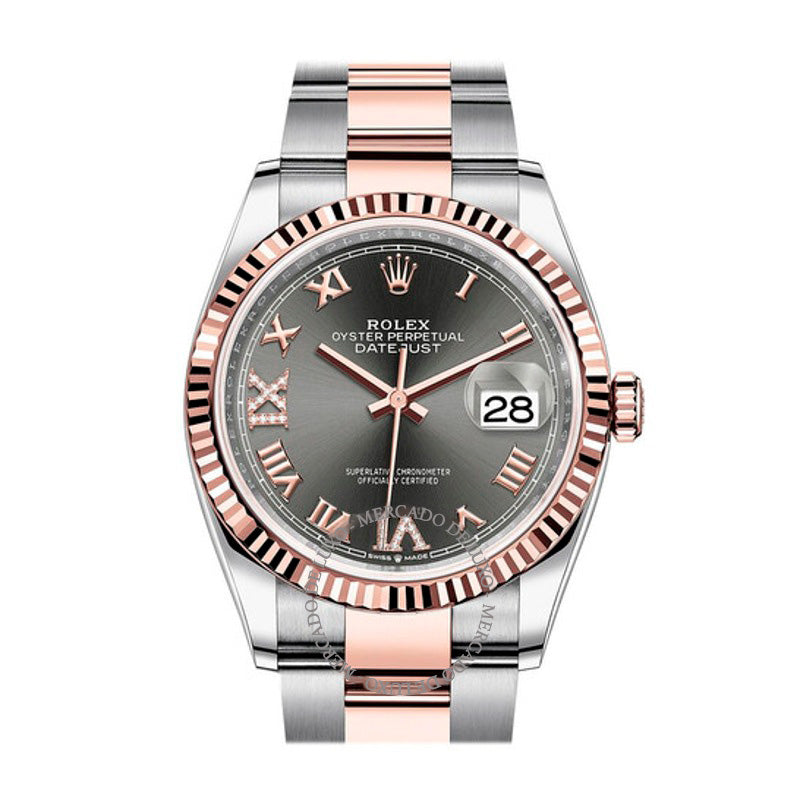 Relógio Datejust 36 Mostrador de diamantes de ródio escuro 36 mm - Mercado de Luxo - O Maior E-Commerce de Bens, Produtos e Serviços de Luxo do Brasil.