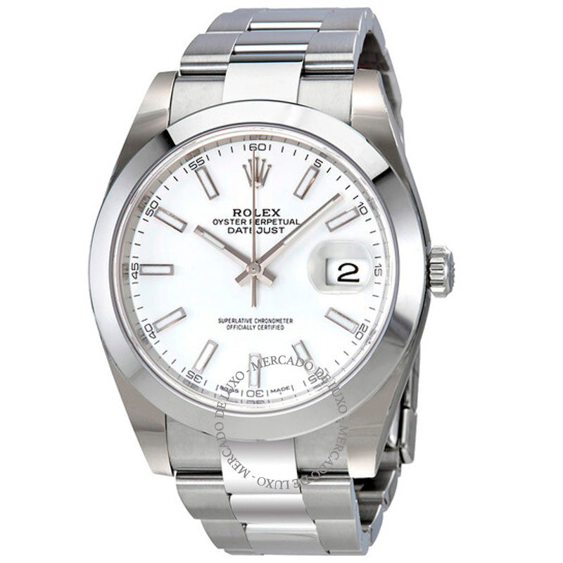 Relógio Oyster Perpetual Datejust Mostrador Branco 41 mm - Mercado de Luxo - O Maior E-Commerce de Bens, Produtos e Serviços de Luxo do Brasil.