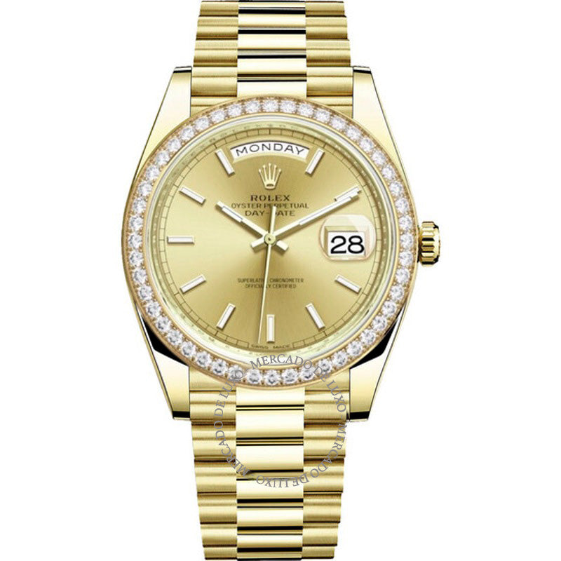 Relógio Day-Date 40 Automático Mostrador Champagne 40 mm - Mercado de Luxo - O Maior E-Commerce de Bens, Produtos e Serviços de Luxo do Brasil.