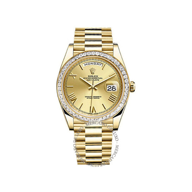 Relógio Dia Data 40 Mostrador Automático Champagne 40 mm - Mercado de Luxo - O Maior E-Commerce de Bens, Produtos e Serviços de Luxo do Brasil.