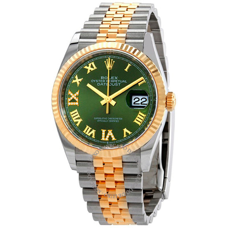 Relógio Datejust 36 Mostrador de Diamante Verde Oliva 36 mm - Mercado de Luxo - O Maior E-Commerce de Bens, Produtos e Serviços de Luxo do Brasil.
