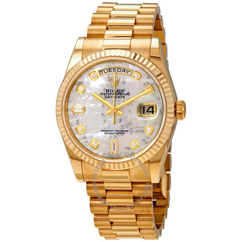 Relógio Mostrador em madrepérola branca Day-Date 36 mm - Mercado de Luxo - O Maior E-Commerce de Bens, Produtos e Serviços de Luxo do Brasil.