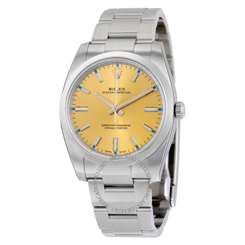 Relógio Oyster Perpetual 34 Mostrador Champagne 34 mm - Mercado de Luxo - O Maior E-Commerce de Bens, Produtos e Serviços de Luxo do Brasil.