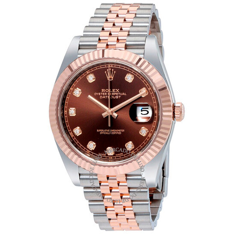 Relógio Datejust 41 Mostrador Chocolate Diamante 41 mm - Mercado de Luxo - O Maior E-Commerce de Bens, Produtos e Serviços de Luxo do Brasil.