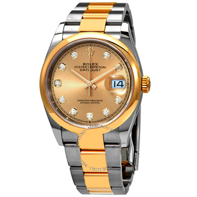 Relógio Datejust 36 Champagne Mostrador de Diamante 36 mm - Mercado de Luxo - O Maior E-Commerce de Bens, Produtos e Serviços de Luxo do Brasil.