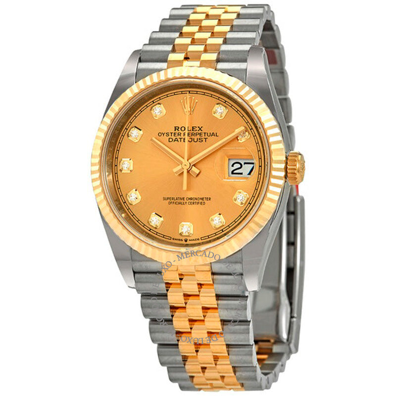 Relógio Datejust 36 Champagne Mostrador de Diamante 36 mm - Mercado de Luxo - O Maior E-Commerce de Bens, Produtos e Serviços de Luxo do Brasil.