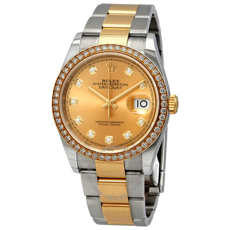 Relógio Datejust 36 Champagne Mostrador de Diamante 36 mm - Mercado de Luxo - O Maior E-Commerce de Bens, Produtos e Serviços de Luxo do Brasil.