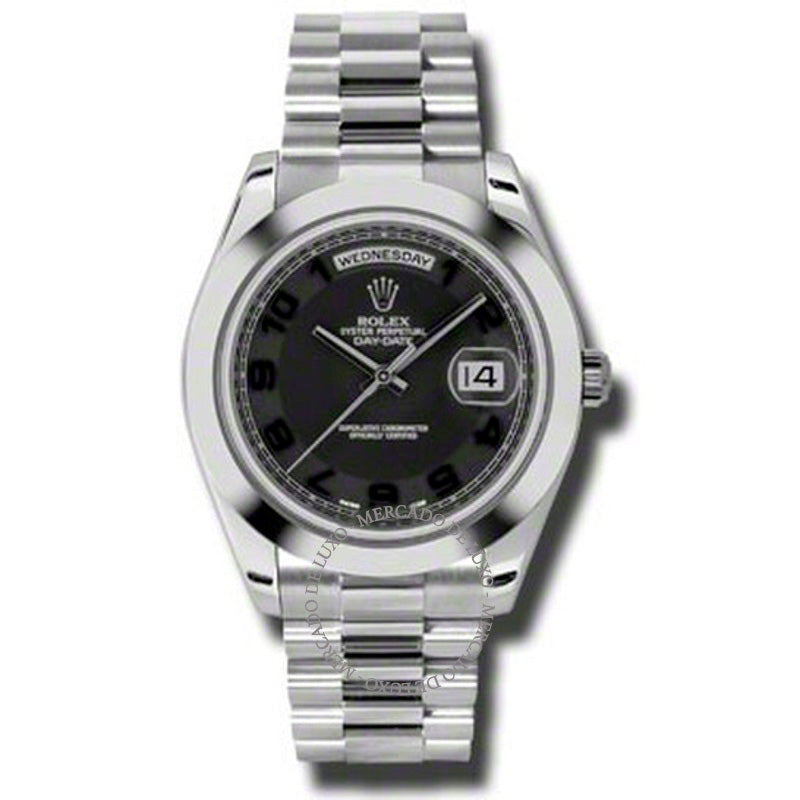 Relógio Day-Date II Mostrador Concêntrico Preto 41 mm - Mercado de Luxo - O Maior E-Commerce de Bens, Produtos e Serviços de Luxo do Brasil.