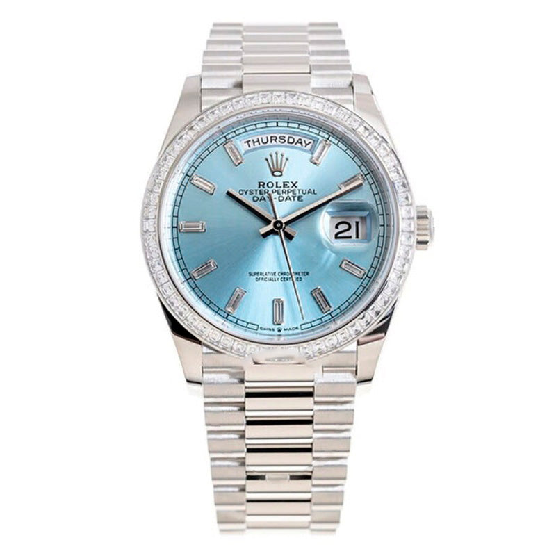 Relógio Day-Date 36 Mostrador de Diamante Azul Gelo 36 mm - Mercado de Luxo - O Maior E-Commerce de Bens, Produtos e Serviços de Luxo do Brasil.