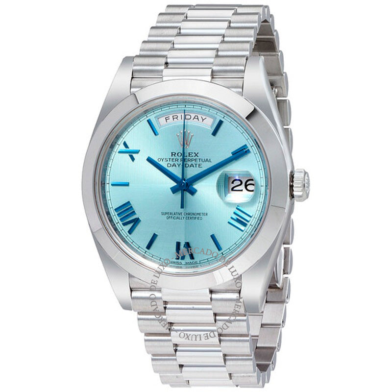Relógio Mostrador azul gelo automático Day-Date 40 mm - Mercado de Luxo - O Maior E-Commerce de Bens, Produtos e Serviços de Luxo do Brasil.