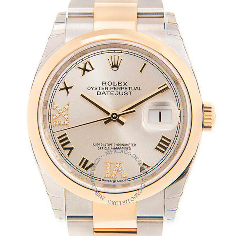 Relógio Datejust 36 Mostrador de Diamantes em Prata 36 mm - Mercado de Luxo - O Maior E-Commerce de Bens, Produtos e Serviços de Luxo do Brasil.
