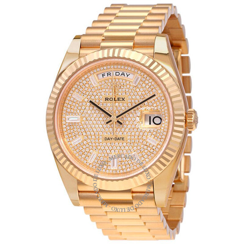 Relógio Mostrador Day-Date 40 com pavê de diamantes 40 mm - Mercado de Luxo - O Maior E-Commerce de Bens, Produtos e Serviços de Luxo do Brasil.
