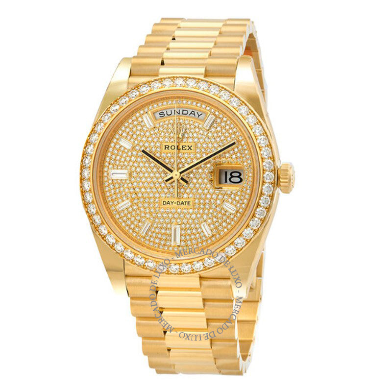 Relógio Mostrador Day-Date 40 Diamond Paved 40 mm - Mercado de Luxo - O Maior E-Commerce de Bens, Produtos e Serviços de Luxo do Brasil.