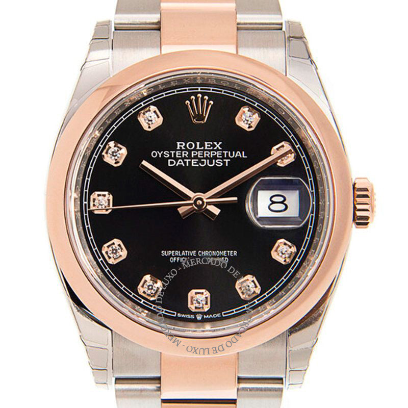 Relógio Datejust 36 Mostrador Diamante Preto 36 mm - Mercado de Luxo - O Maior E-Commerce de Bens, Produtos e Serviços de Luxo do Brasil.